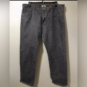 Levi’s 501 straight leg button fly gray denim jean men size 42x32